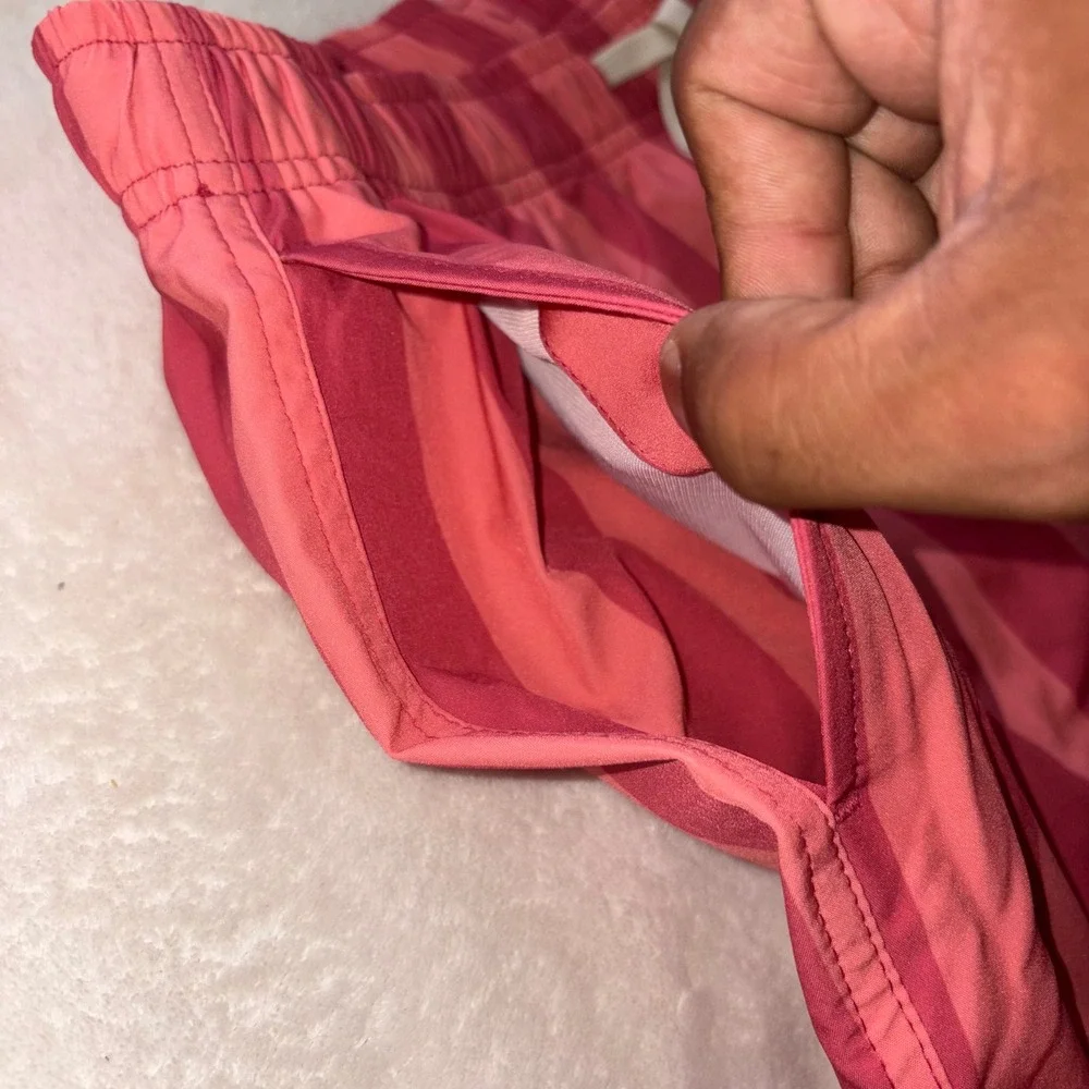 BEARBOTTOM Swim Trunks Mens Large Pink Red Striped Lined 5.5